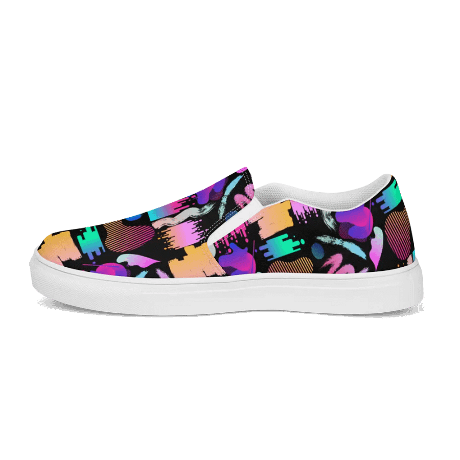 90's Pattern Womens Canvas Slip-On Shoes | Retro Pattern Shoes product image (9)