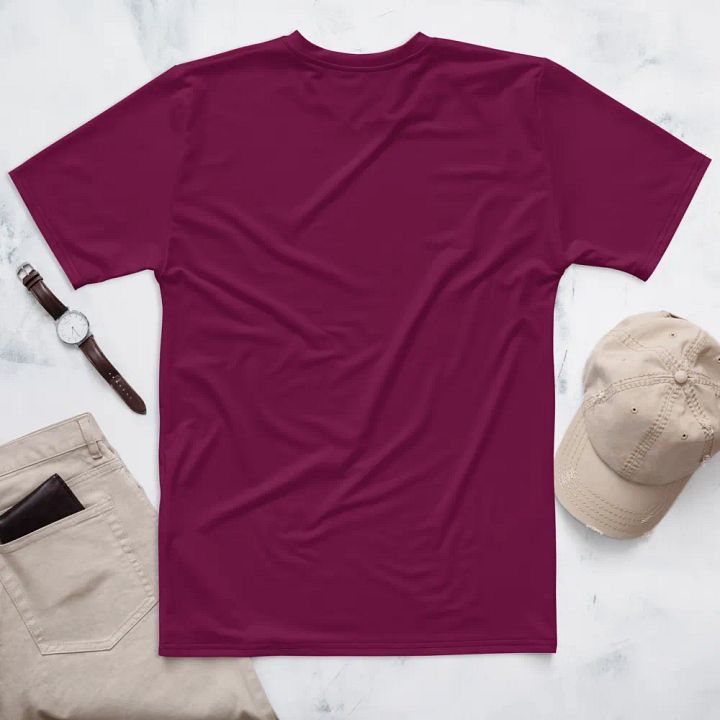 Plain Dark Burgundy Red True Summer Men's Crewneck Polyester Heavyweight Premium T-Shirt by Treasure Pie product image (2)