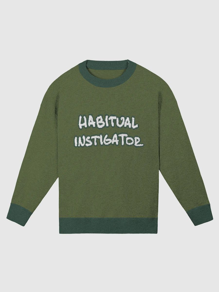 HABITUAL INSTIGATOR (lg. lined design, duotone green and white) knitwear relaxed crewneck product image (3)