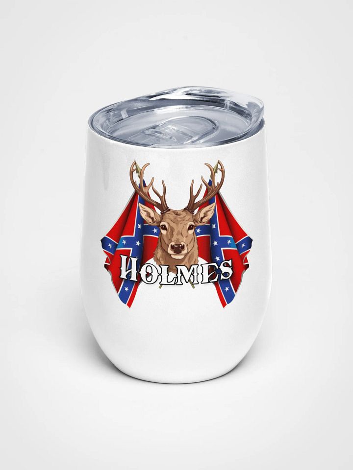 "Holmes" Last Name Rebel Redneck Deer - Wine Tumbler product image (1)