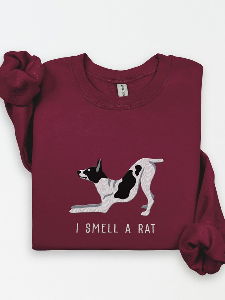 I Smell a Rat Sweatshirt (Embroidered) of a Rat Terrier(Black & White) product image (1)