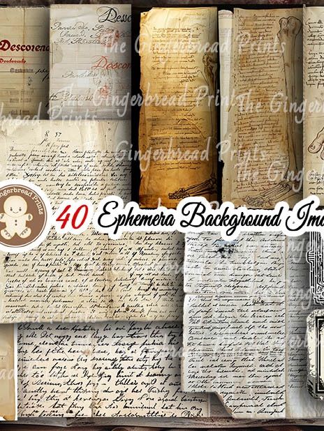 160 Vintage Ephemera Background Booklet Digital download only product image (6)