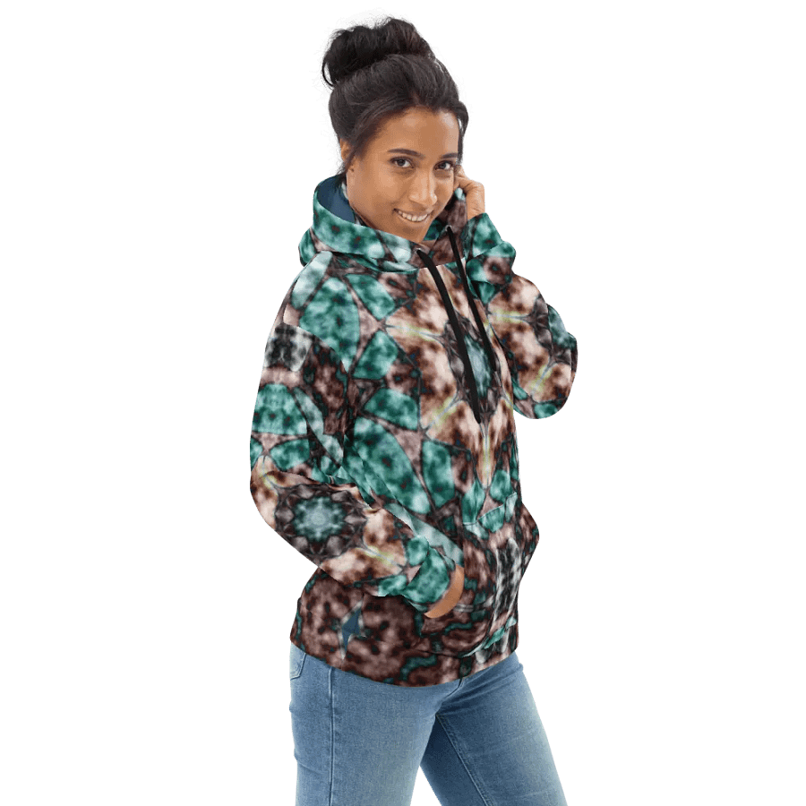 Bohemian Mandala in Brown and Turquoise/All-Over Print Recycled Unisex Hoodie by Sublicolor product image (3)