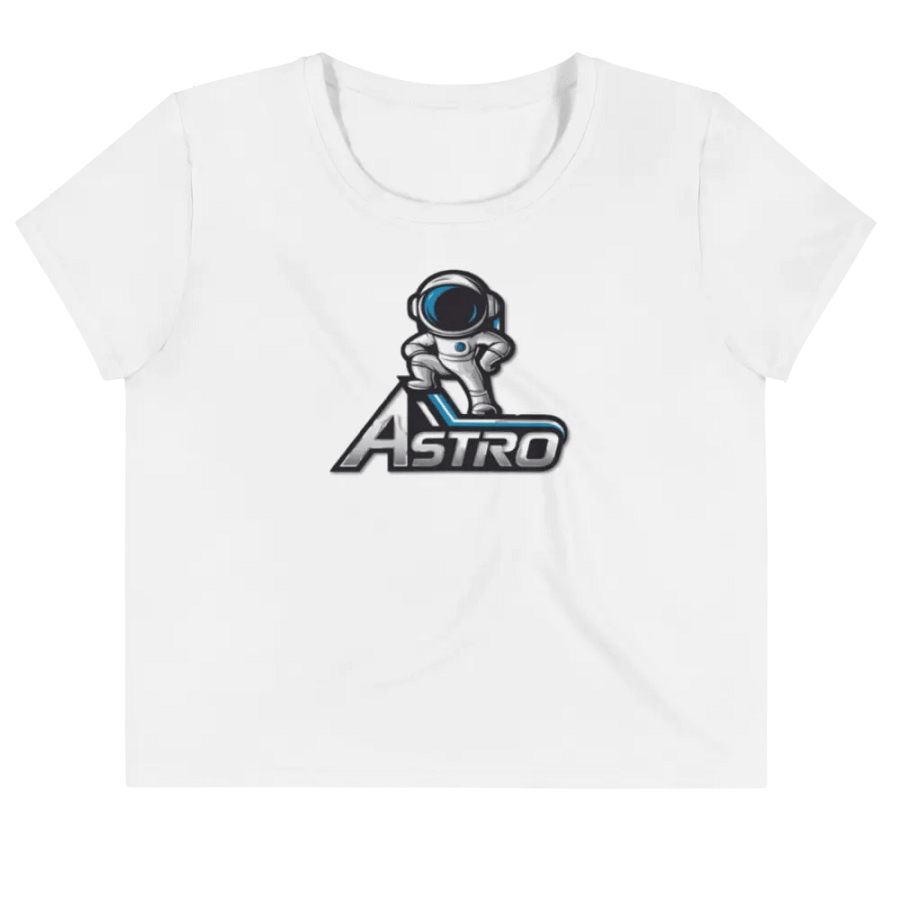 Astro Women's Crop Tee - Trendy Astronaut Graphic in White product image (3)
