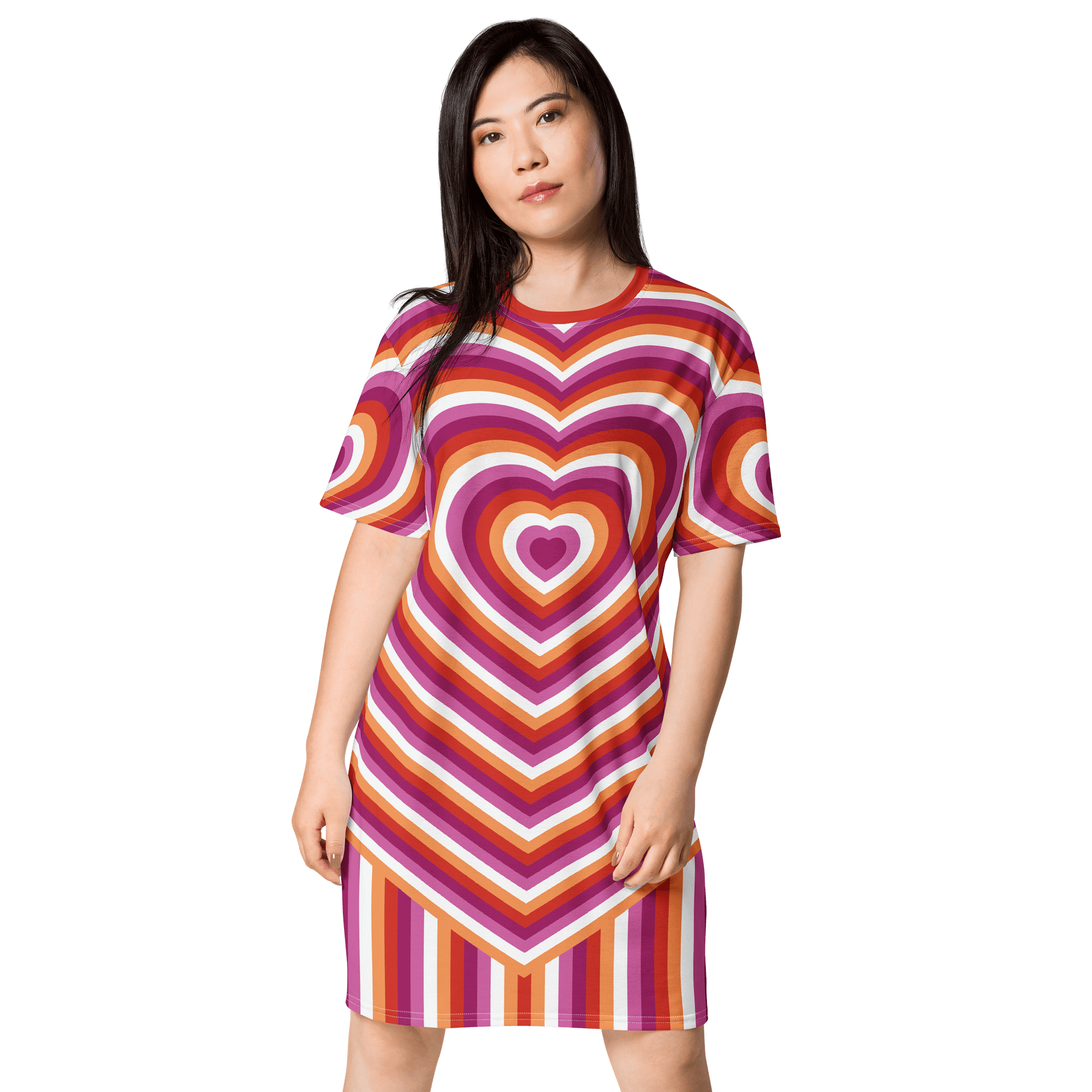 Lesbian Pride Hearts T-shirt Dress product image (1)