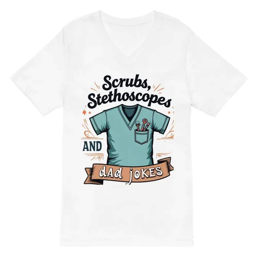 Stylish Scrubs & Dad Jokes V-neck tee product image (2)