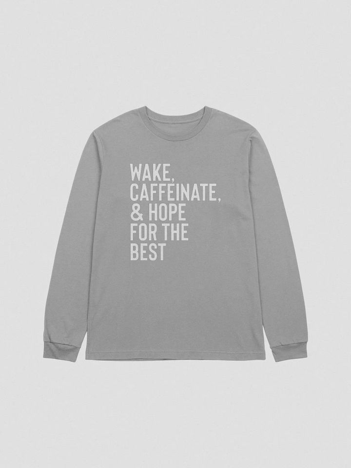 Wake & Caffeinate Long Sleeve Tee (White) product image (1)