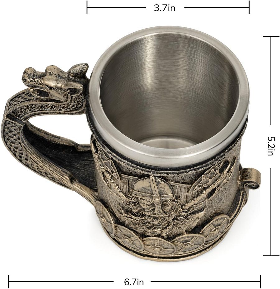 Viking Decor Beer Mug Coffee Cup with Dragon Handle – A Tribute to the Viking Age product image (4)