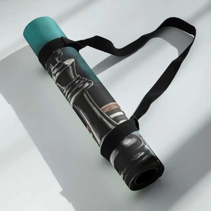 Teal Chessboard Grunge Art Yoga Mat product image (6)