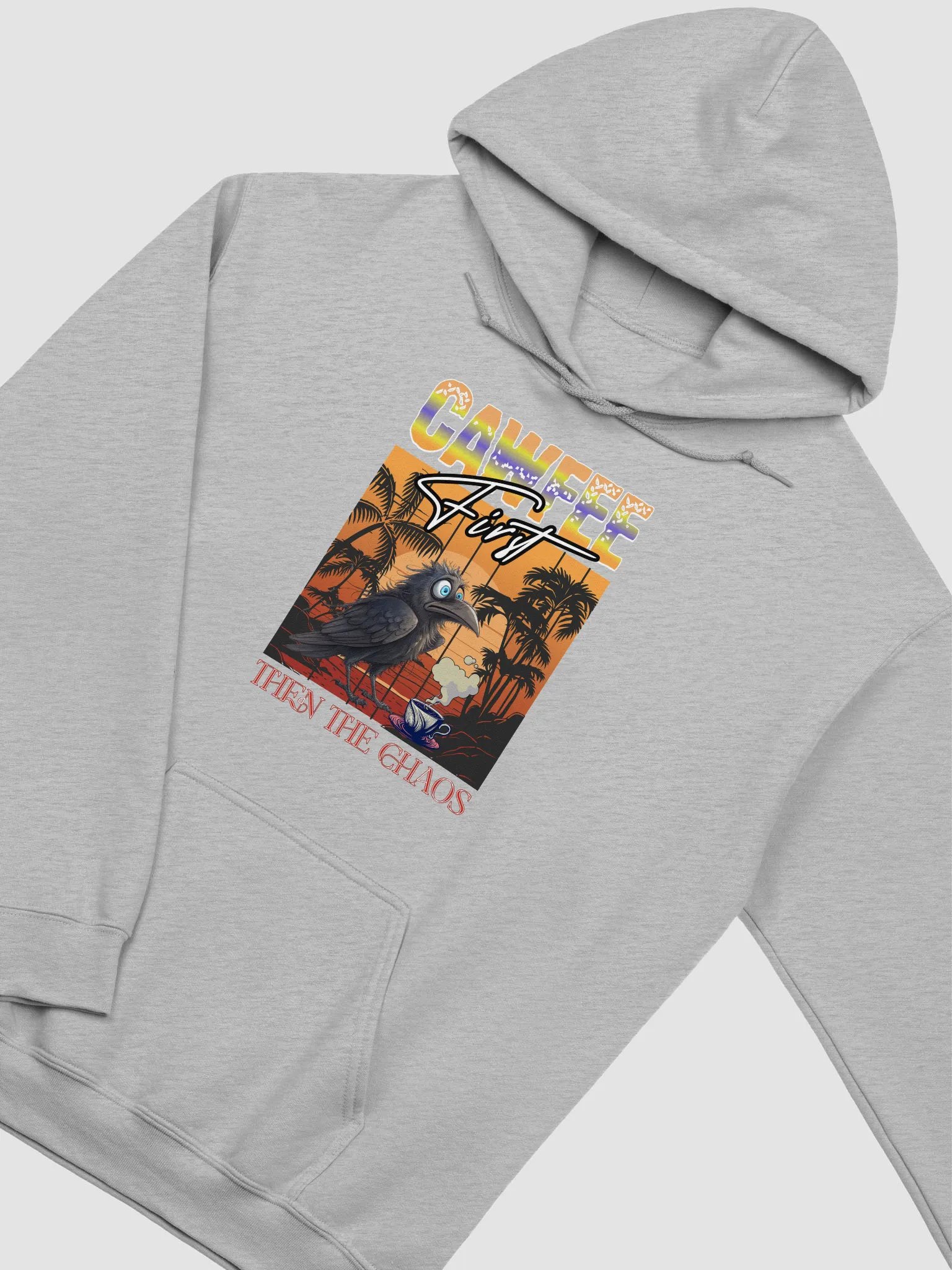 Cawfee First Then The Chaos Sunset Crow Hoodie product image (18)