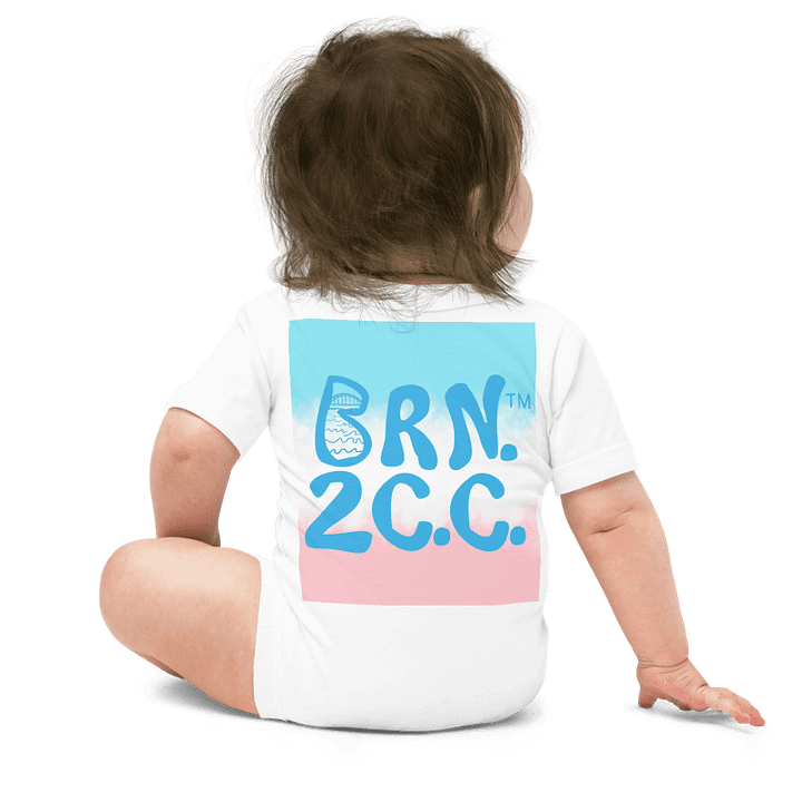 BOURNE to Cape Cod™ | Baby One-Piece with Snaps | BRN.2C.C.™ Logo Back | Ultra-Soft Cotton Bodysuit for Coastal Cuties | Deep Sky Blue Logos on Patriotic Pastels product image (12)