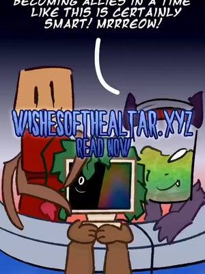 ‧▸ “Becoming allies in a time like this is certainly smart! Mrrreow!” - Glowie ‧▸ Start reading now: https://wishesofthealtar.xyz/ #OSC #objectshows #objectshowcommunity #osccomic #wishesofthealtar #WOTA #objectshowcomic