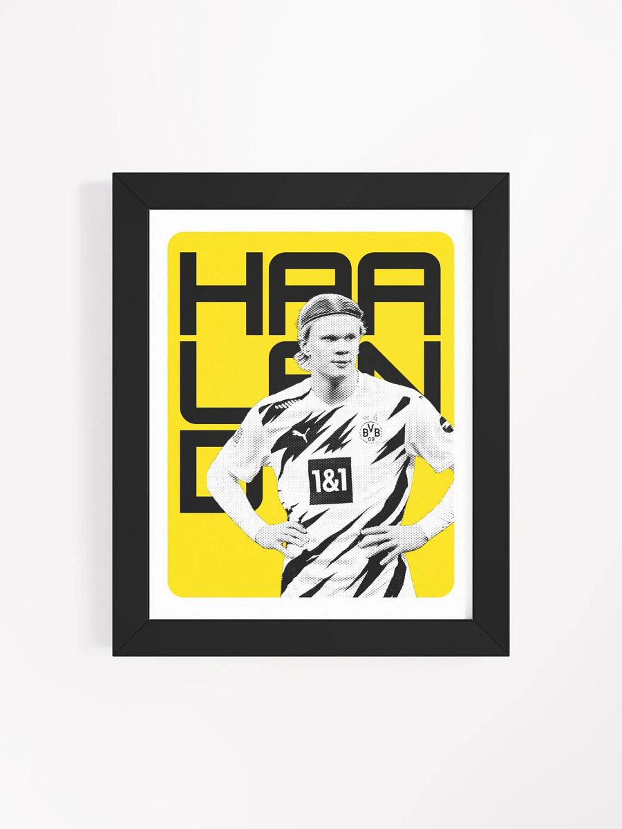 Erling Haaland BW Borussia Dortmund Name Art Framed Print product image (4)