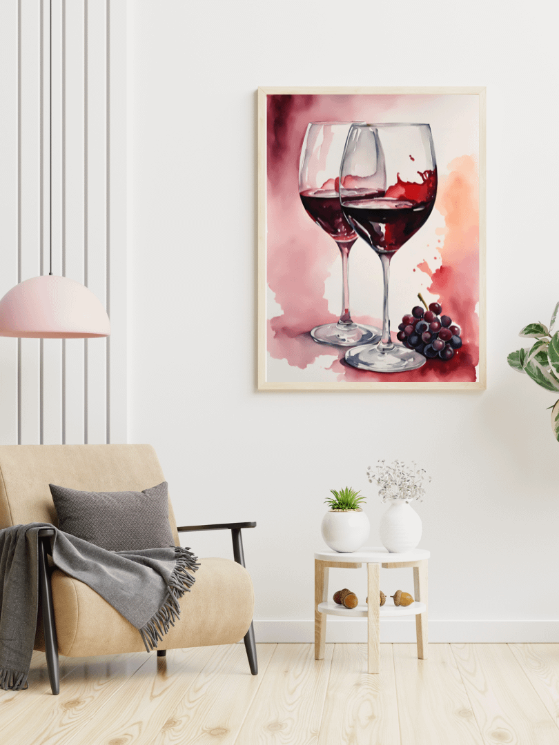 Watercolour Painting Printable Wall Art of RED WINE product image (4)