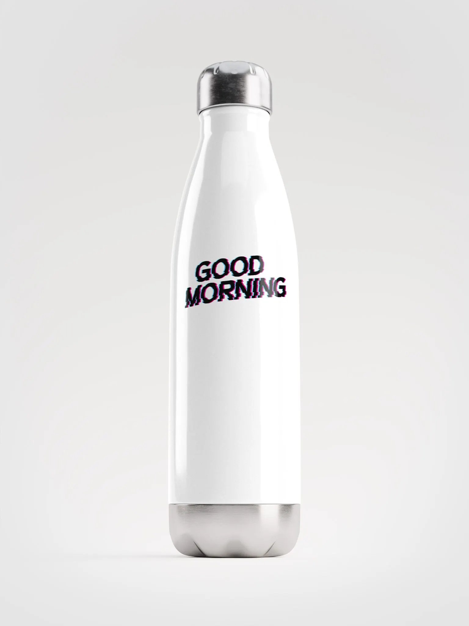 Good Morning White Stainless Steel Water Bottle product image (1)