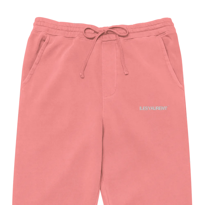 ILES YAURENT © Pantalone rosa derma in cotone con motivo ricamato