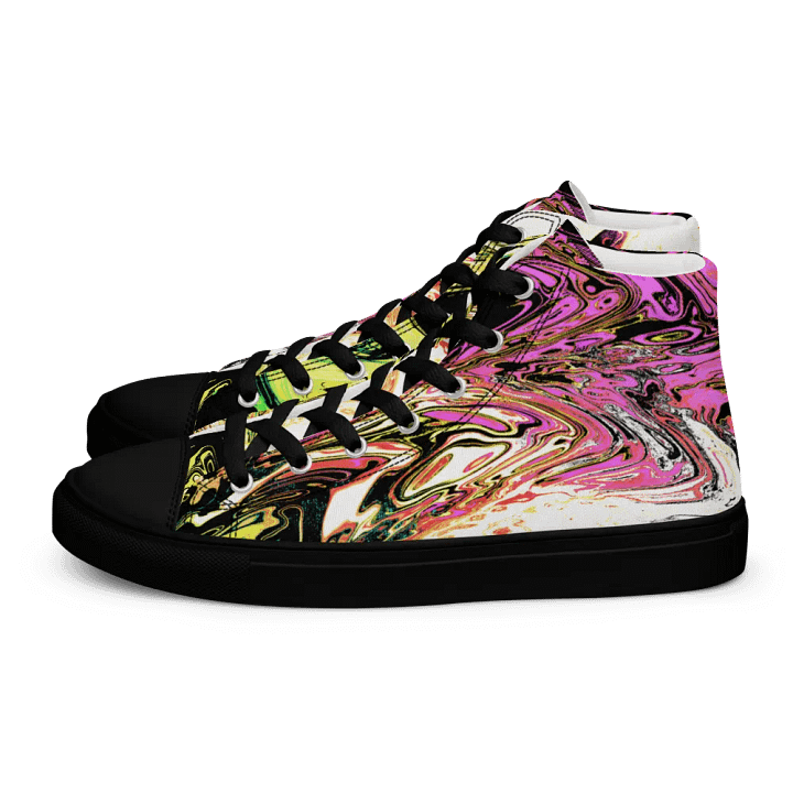 Abstract Neon Daisy Swirl Men's High Top Canvas Shoes product image (1)