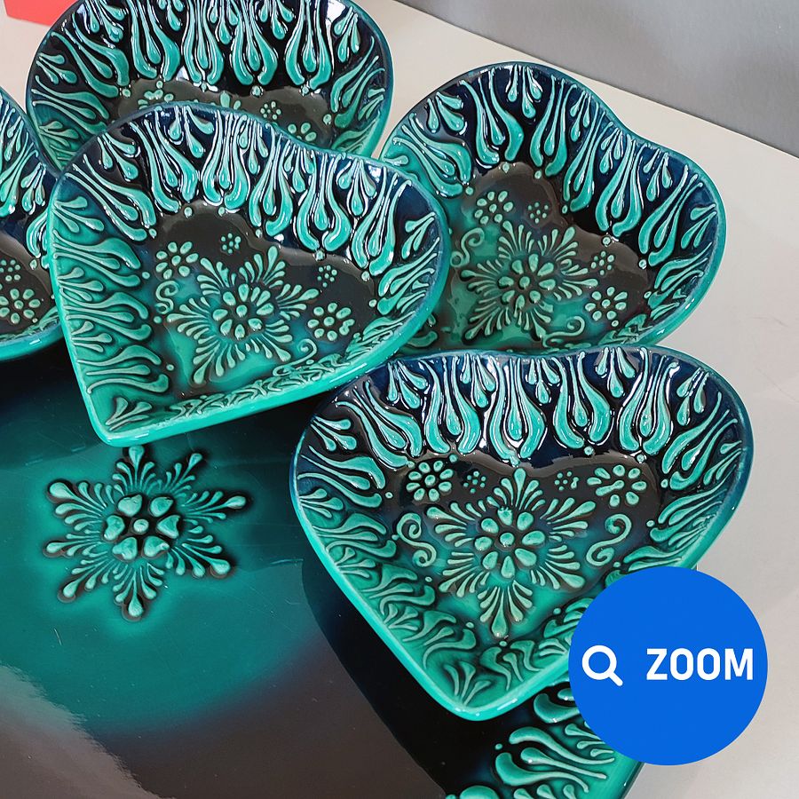 Ceramic turquoise set — handmade pottery, handmade ceramic, home decor, handmade gift, Turkish ceramic product image (5)