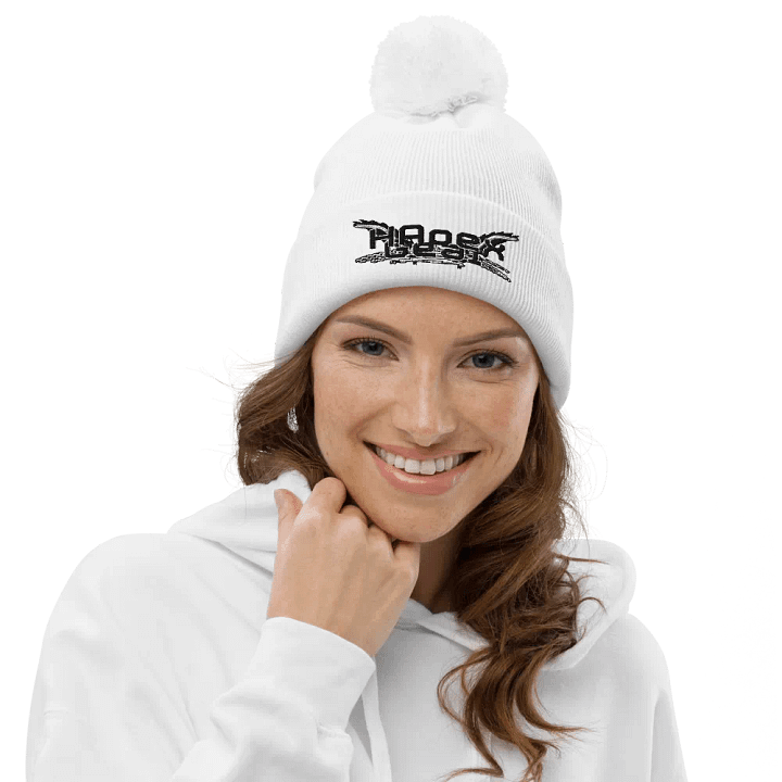 Beechfield Pom-Pom Beanie - Embroidered - Black HApex Gear White Logo product image (1)