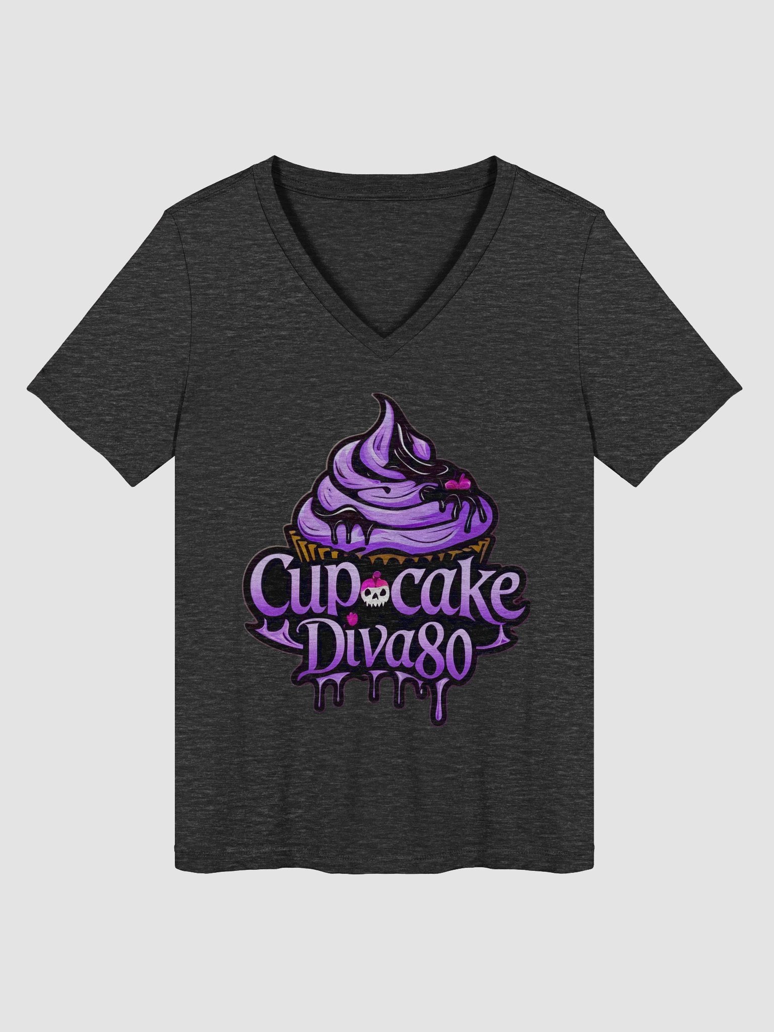 CupcakeDiva80 logo Vneck tee product image (3)