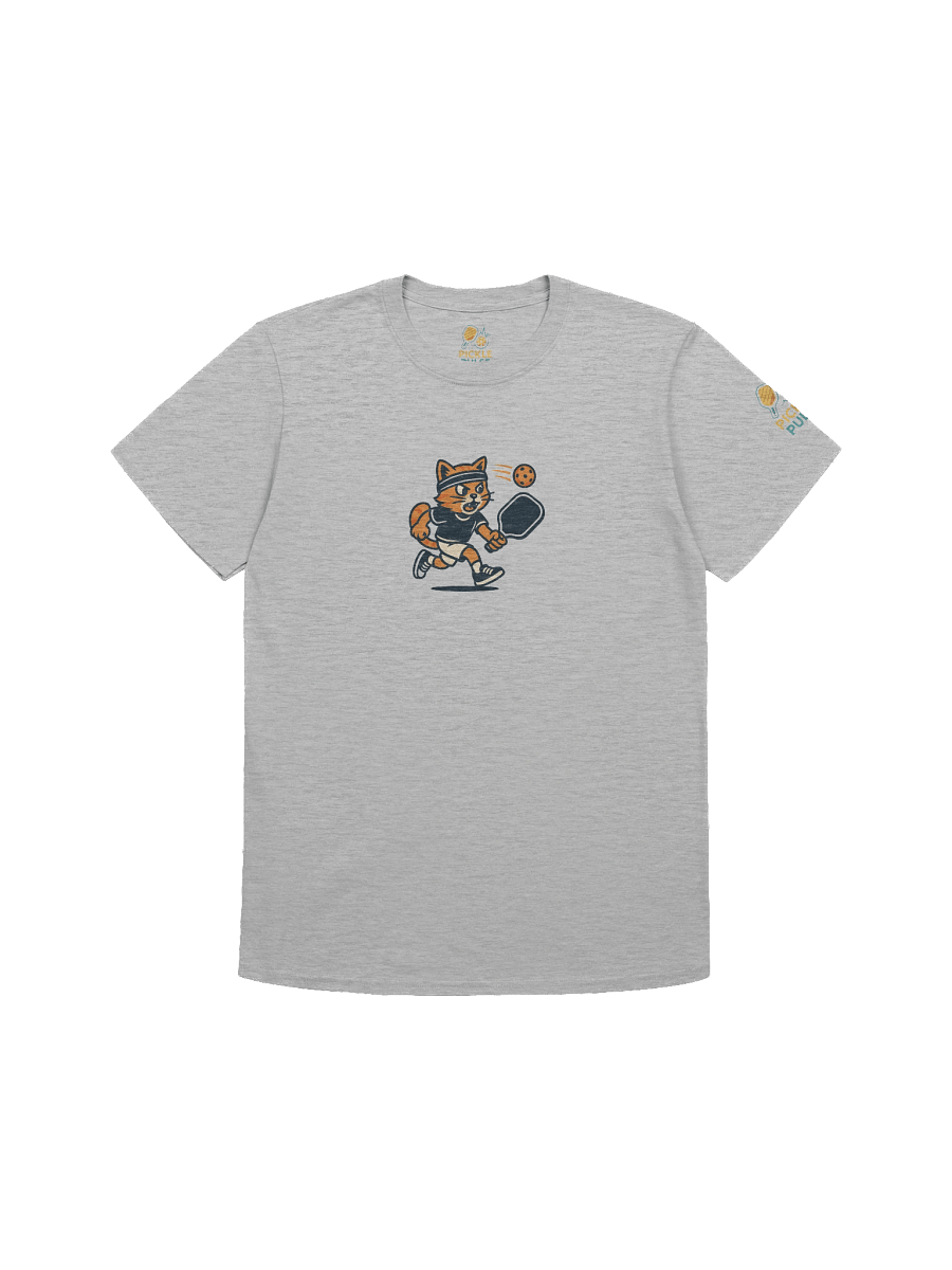 Pickleball Power Cat T-Shirt – Funny Unisex Tee with Fierce Orange Tabby Pickleball Smash Chest Print product image (1)