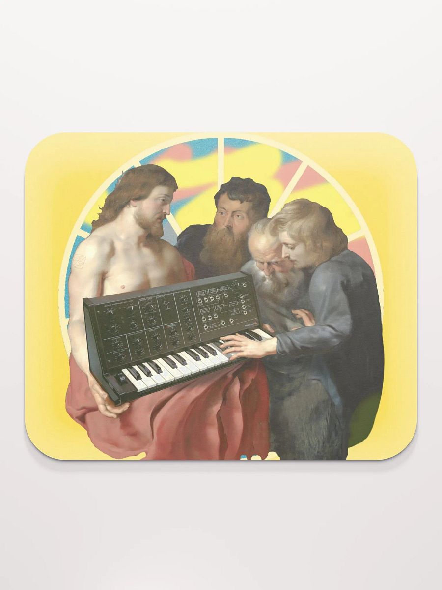He died for our synths, by Frank Fonik (Korg MS-10), EDM Techno Classic Mouse Pad product image (1)