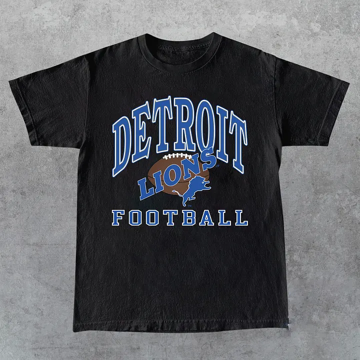 1998 Football Logo NFL Crewneck tshirt, Detroit Lions Black Cotton Shirt product image (1)
