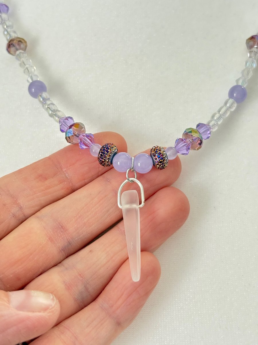 Lilac Drift | Single Sea Glass Pendant Necklace | Handmade Coastal Charm Jewelry by Monique Faella Designs™ | MFD-00029 product image (4)