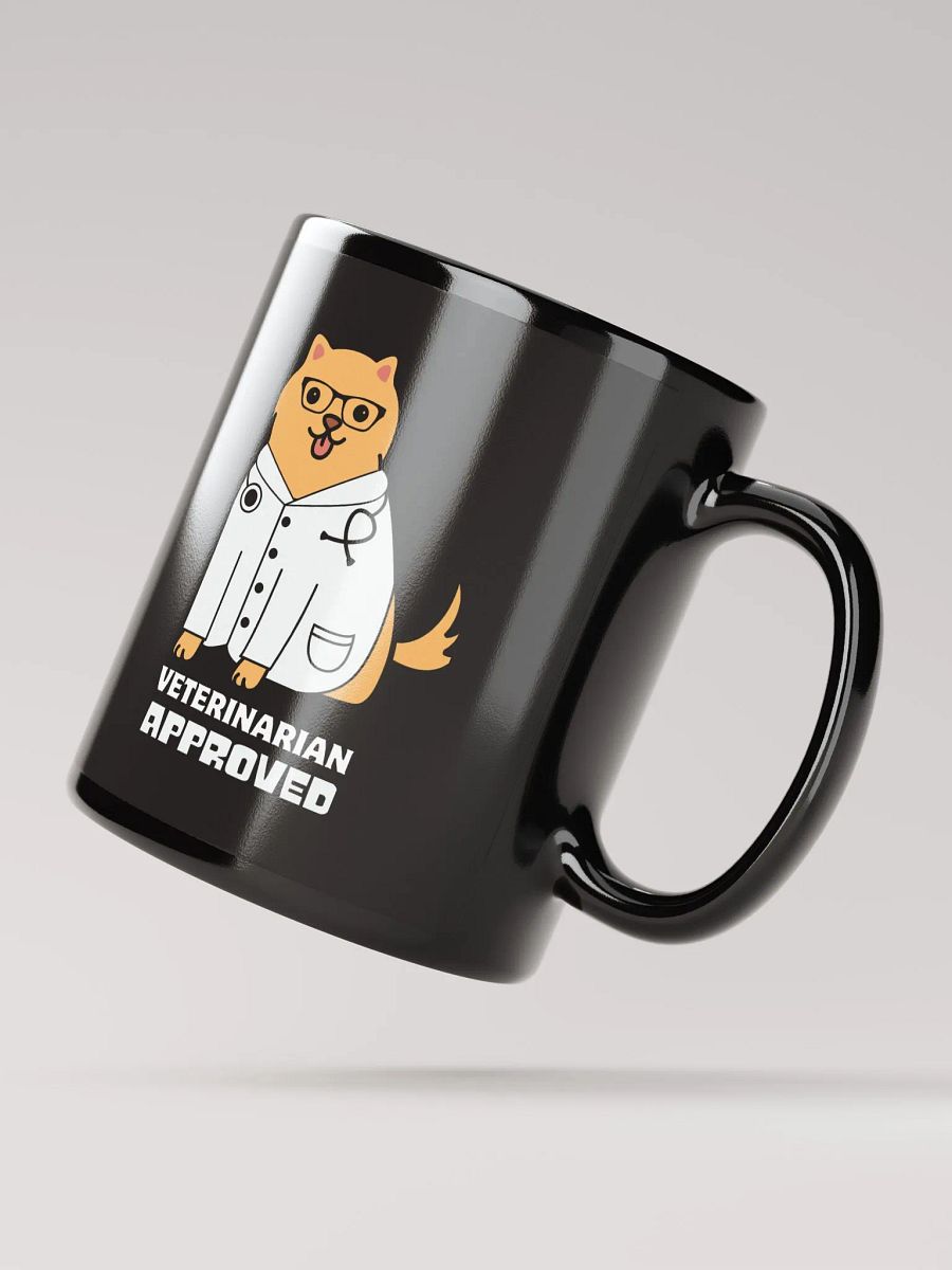 "Veterinarian approbed" black glossy mug product image (3)