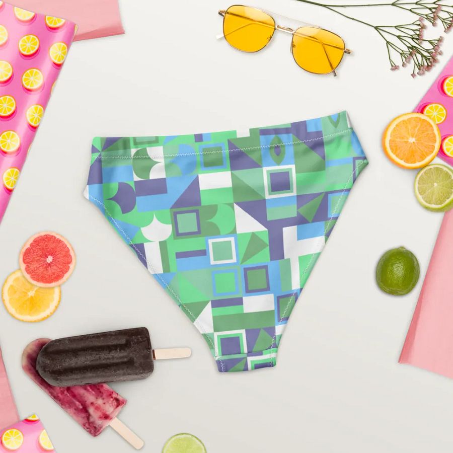 Colorful vector Pattern Design High Waisted Bikini Bottom - v16 product image (4)