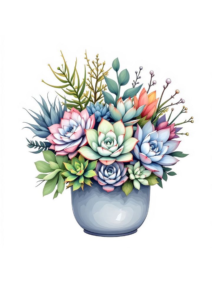 21 Elegant Cute Pastel Potted Succulent Clipart, Delicate Succulent Graphics, Nature-Inspired Clipart, Soft Pastel Clipart Set product image (1)