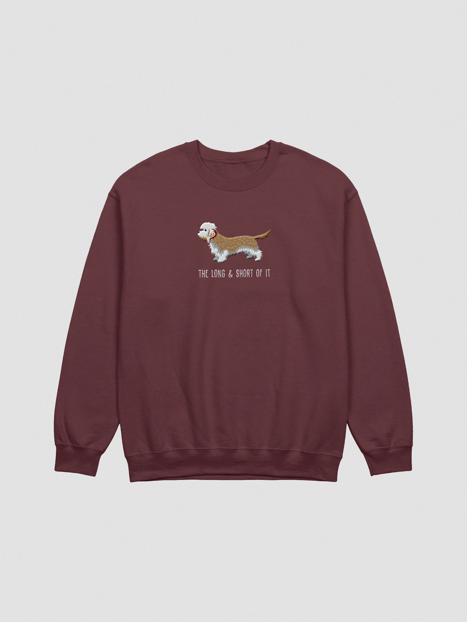 The Long & Short of It Sweatshirt (Embroidered) of a Dandie Dinmont Terrier(Mustard) product image (4)