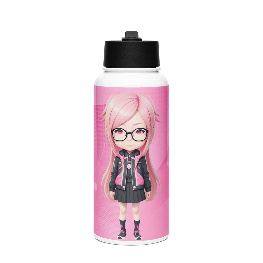 (PINK CHIBI) K Stainless Steel Water Bottle with a Straw Lid product image (1)