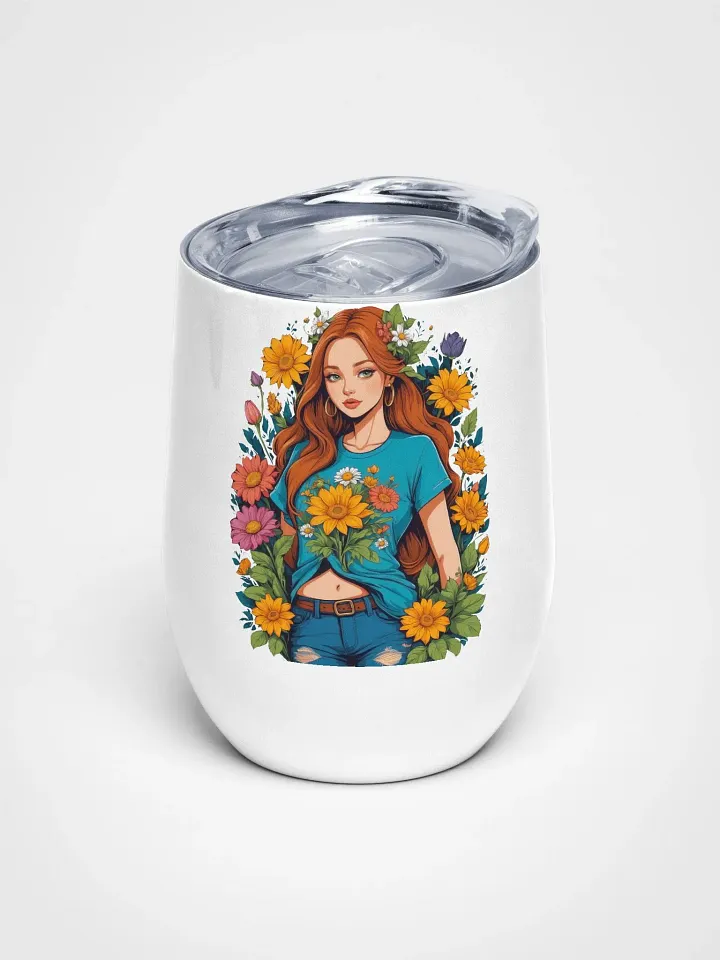 Bloomcore Flower Girl - Wine Tumbler Cup - 12 oz - High-Grade Stainless Steel - v1 product image (1)