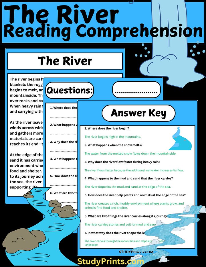 The River Reading Passage with Comprehension Questions product image (1)