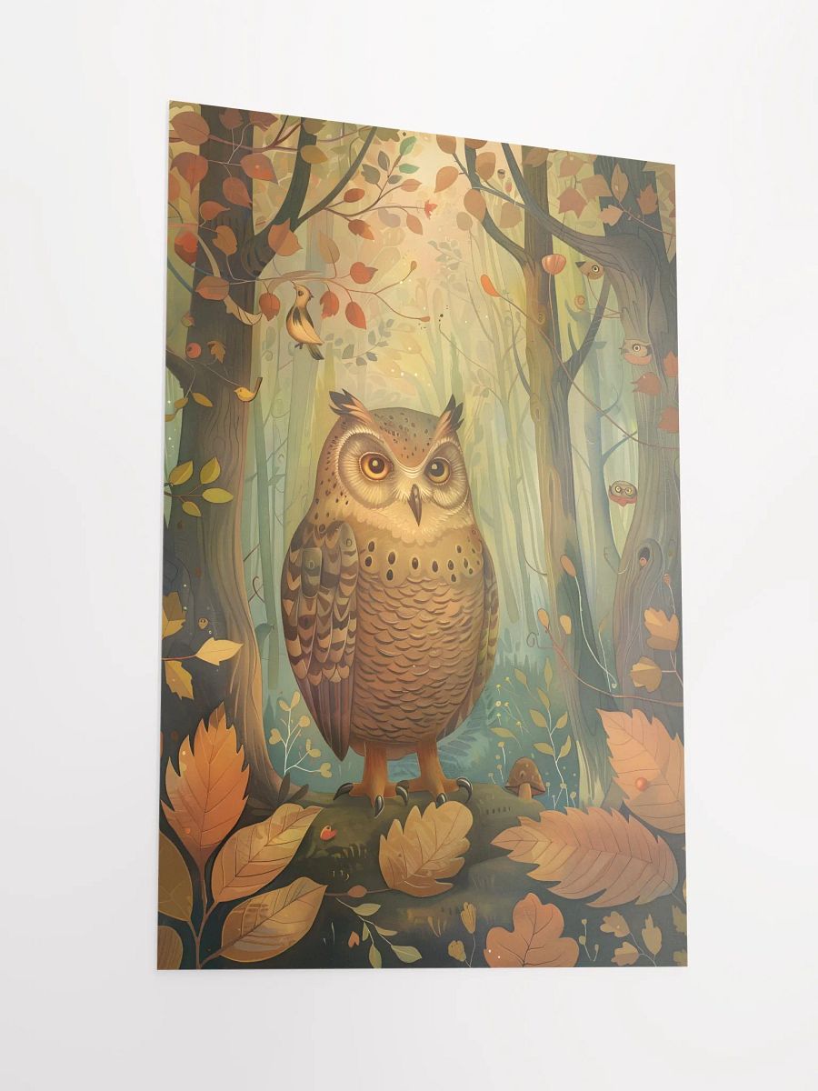 Whimsical owl perched in enchanted forest scenery. product image (2)