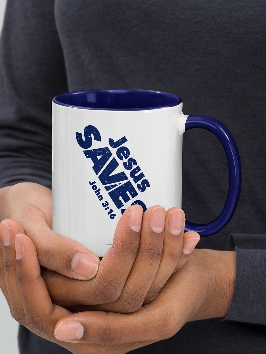 Jesus SAVES! John 3:16, Mug with Dark Blue Color Inside product image (4)
