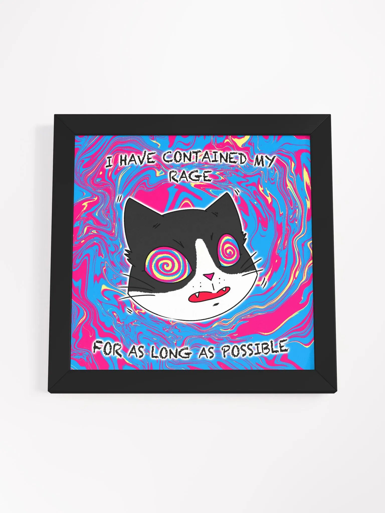 Rage Cat Poster with Frame - Black/White product image (4)
