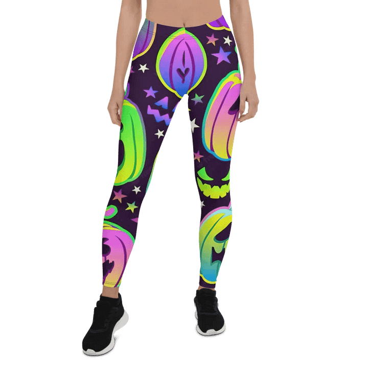 Neon Halloween Jack-O'-Lantern Leggings product image (1)