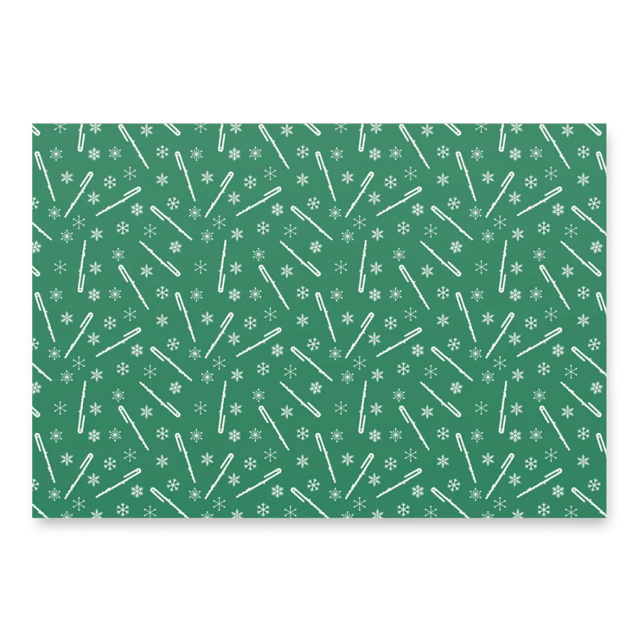 Flutes and Snowflakes - Bass Flute - Green Gift Wrap Paper product image (4)
