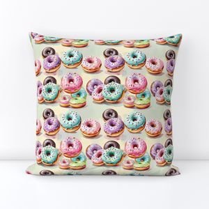 Seamless Pattern - Pastel Sprinkled Donuts on a Watercolor Background product image (5)