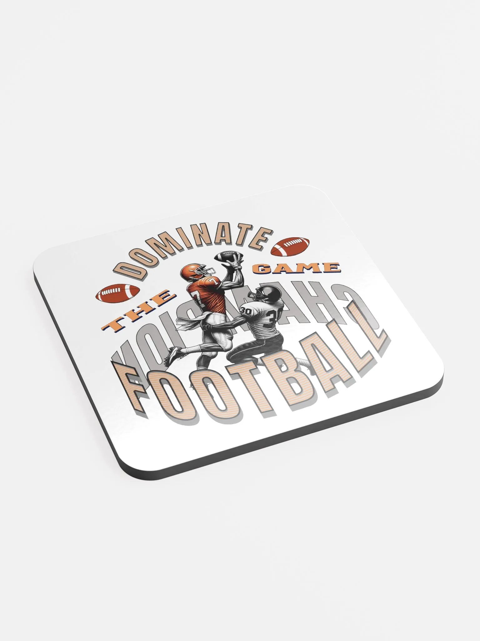 Dominate The Game Football Champion Glory Glossed Cork Coaster product image (3)