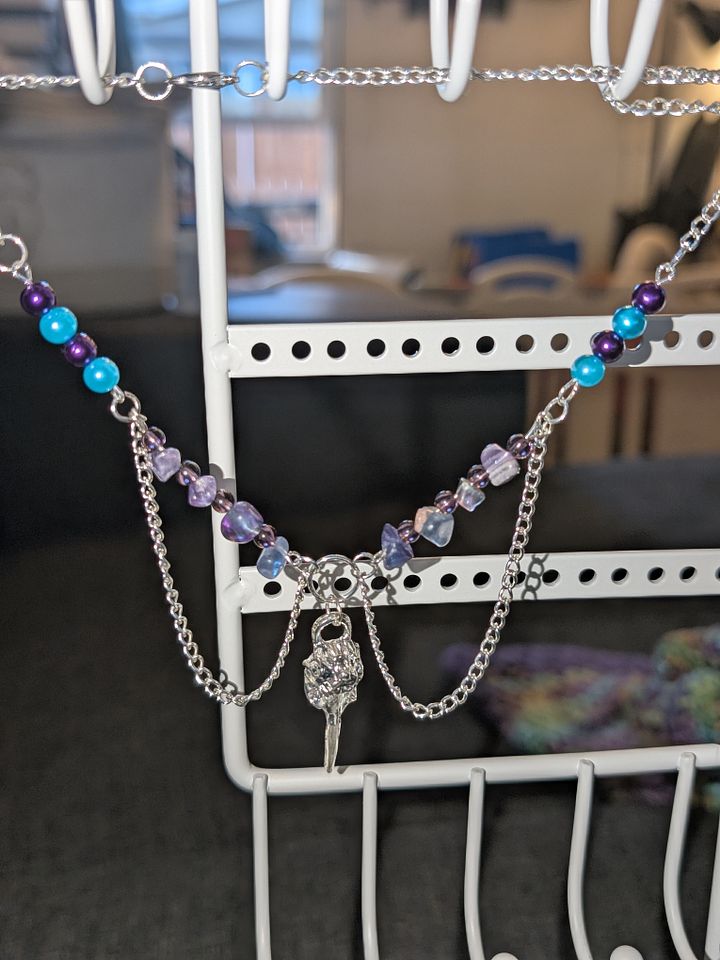 Crystal Necklace with Raven Skull Charm! product image (2)