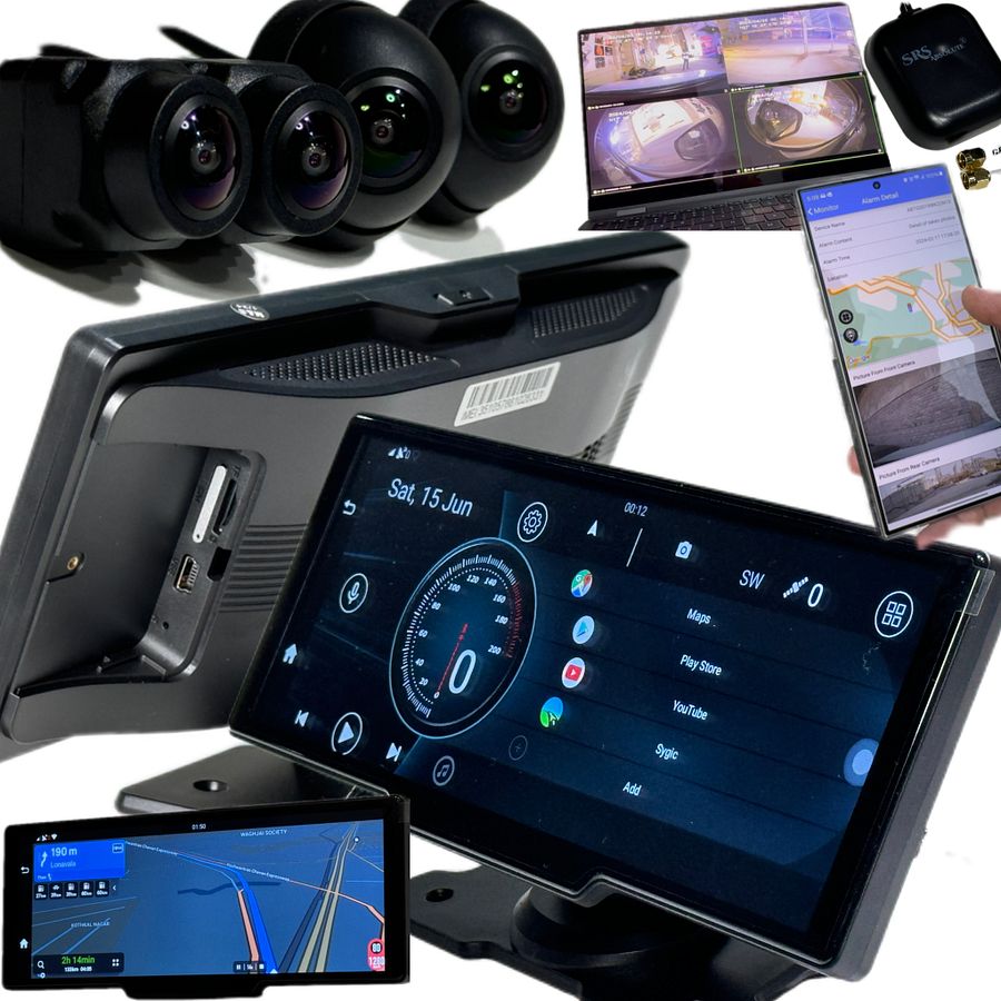 SRS ABSOLUTE 4CH 4G Smart 360° Dash Cam| Android| ADAS DMS| 24x7 Remote Audio/Video/GPS Monitor/Call/SOS| BT WIFI HotSpot|Motion/G-Sensor| Maps-Apps-PlayStore MicroSD Support|Steering Control|Rev Park product image (2)