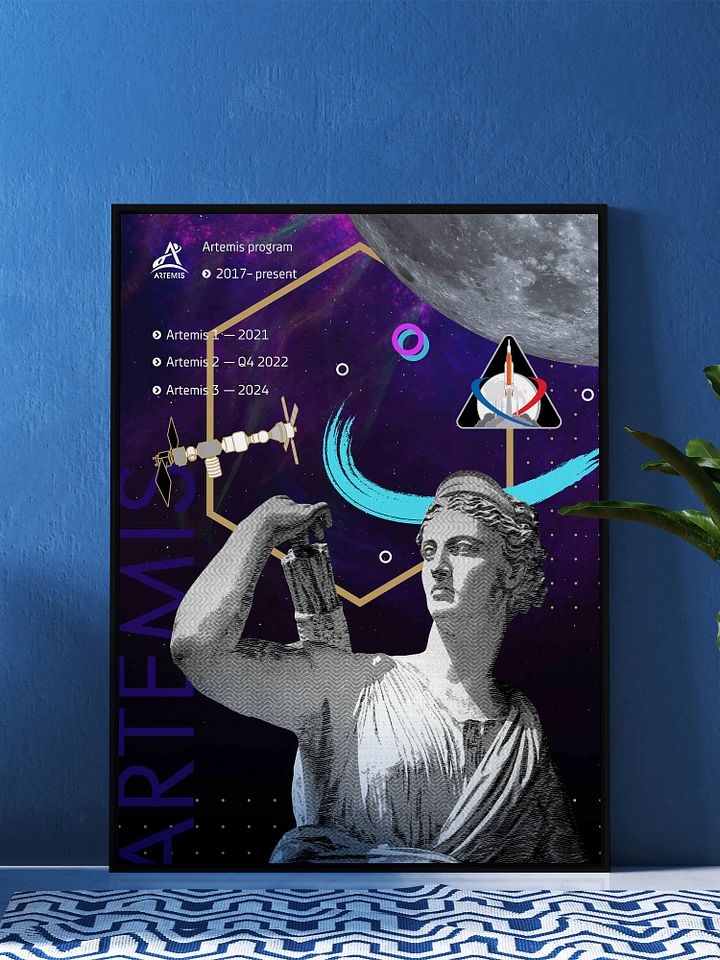 Vaporwave poster: Synthwave NASA Artemis program [synthwave/vaporwave/retrowave] — space poster, retrowave poster, neon poster, aesthetic product image (1)