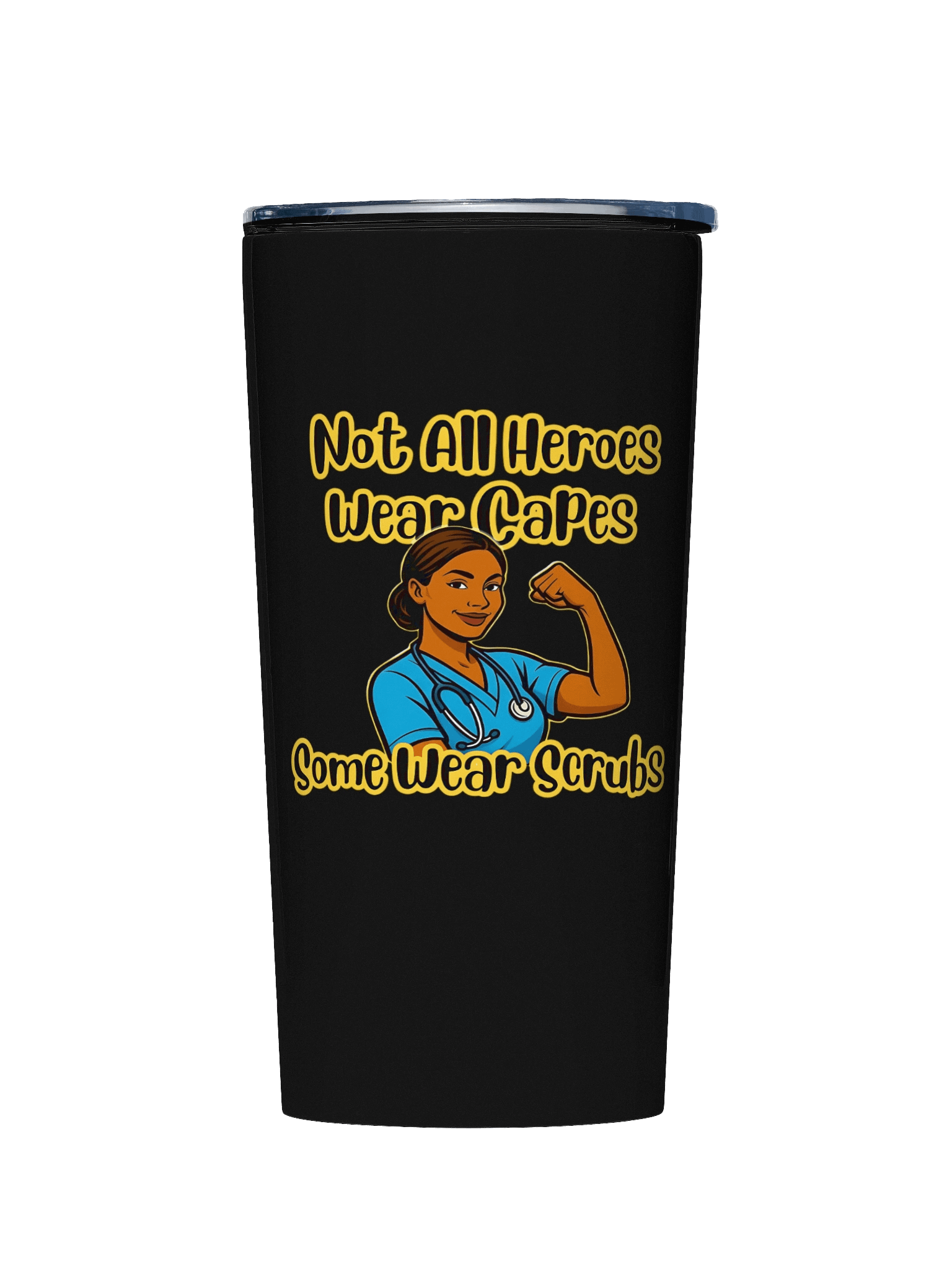 20oz Stainless Steel Black Tumbler | Not All Heroes Wear Capes, Some Wear Scrubs Tumbler – Perfect for Nurse's, Doctor's, Med Students & Healthcare Workers product image (1)