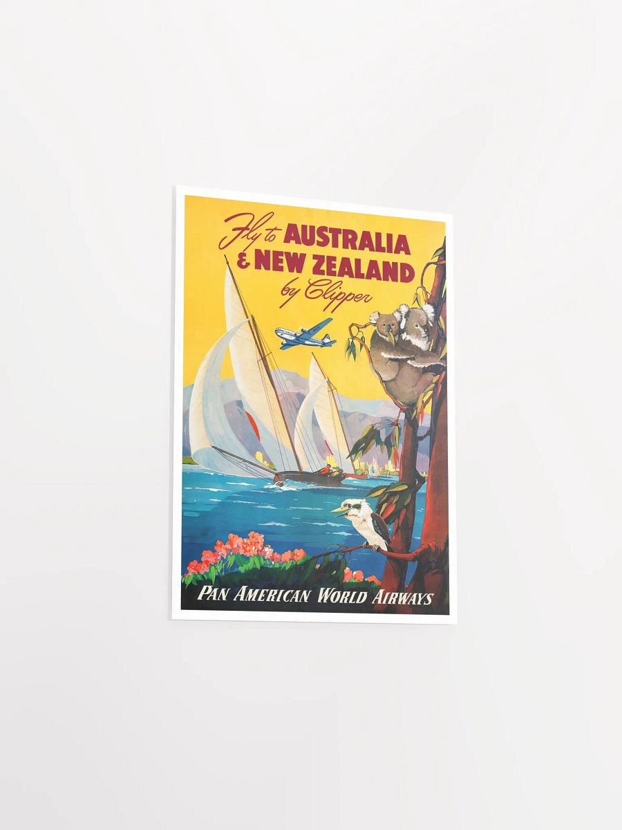 Australia & New Zealand by Clipper, 1950s (Pan American poster) — vintage travel poster, retro travel art, propaganda poster product image (8)