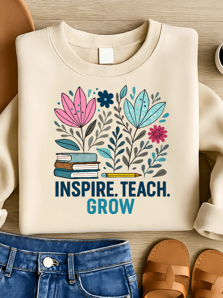 Boho Floral Teacher Sublimation PNG – Minimalist Back to School Design with Soft Neutrals & Wildflowers – Chic Clipart for Bohemian Style Educators – 300 DPI Instant Download product image (1)