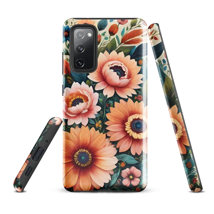 Tough Phone Case for Samsung® - Pink and Peach Flowers Painting product image (1)