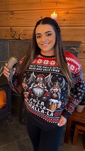 SKÅL! 🍻 enjoy some mead this Yule 🎄 in our Valhalla-la sweater 🔥 Modeled by our sister @murielmackenzie_uig 🖤 Get 10% OFF whe...